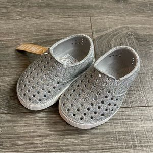 Native Miles Bling Silver Glitter Baby Toddler Slip-on shoe 4C